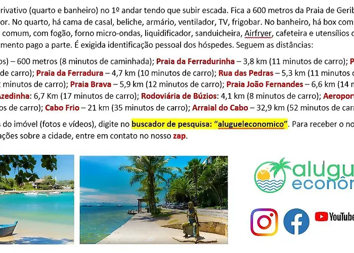 Búzios – Geribá – Suítes - Aluguel Econômico